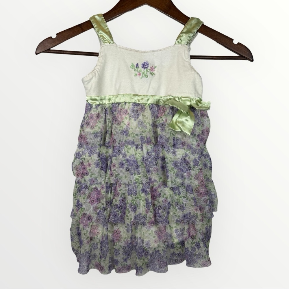 Girls Size 4 Floral Ruffle Tunic Dress Kids Headquarters Pastel Spring Easter